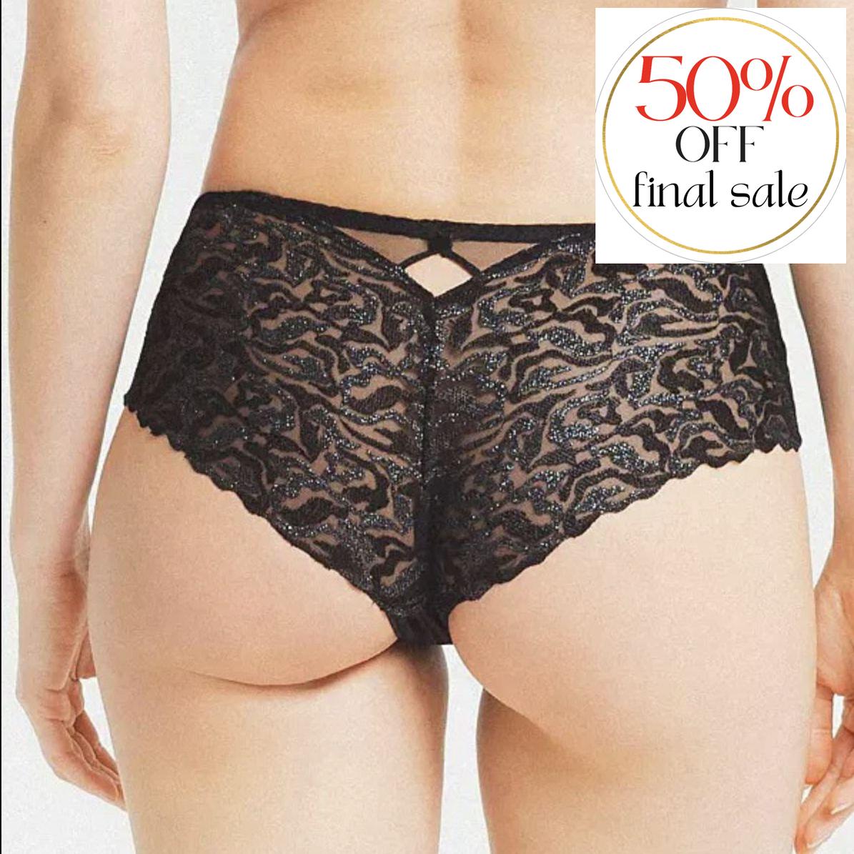 Louisa Bracq Electric Waves Shorty 494*40-Panties-Louisa Bracq-Noir-2XSmall-Anna Bella Fine Lingerie, Reveal Your Most Gorgeous Self!