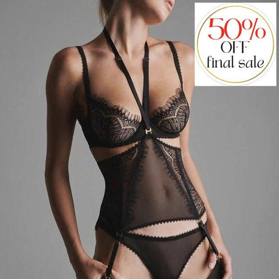 Maison Close Accroche Coeur Waist Cincher with Suspenders 608463-Garter Belt-Maison Close-Black-Large/XLarge-Anna Bella Fine Lingerie, Reveal Your Most Gorgeous Self!