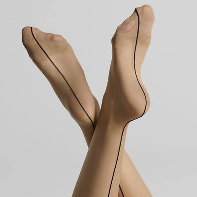 Maison Close Cut & Curled Stocking Nude with Black Seam 605838-Hosiery-Maison Close-Nude with Black Seam-2-Anna Bella Fine Lingerie, Reveal Your Most Gorgeous Self!