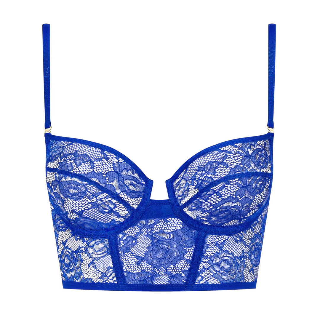 Maison Close Flashback Longline Bra in Neon Blue 562732-Bras-Maison Close-Neon Blue-32-B-Anna Bella Fine Lingerie, Reveal Your Most Gorgeous Self!