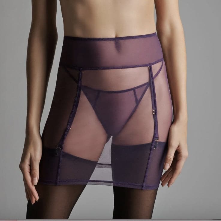 Maison Close L'Amoureuse Skirt With Suspenders 560705-Anna Bella Fine Lingerie-Purple-Medium-