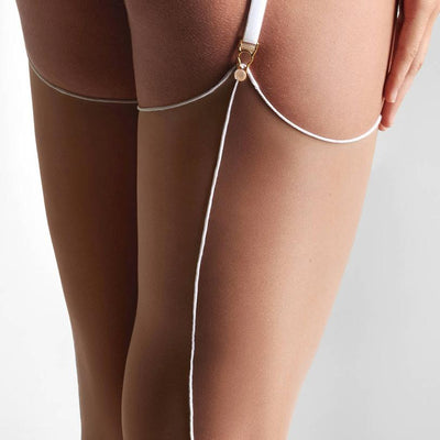 Maison Close Les Coquestteries Cut and Curl Back Seamed Stockings Nude with White Seam 561786-Hosiery-Maison Close-Nude w/ White Seam-1-Anna Bella Fine Lingerie, Reveal Your Most Gorgeous Self!