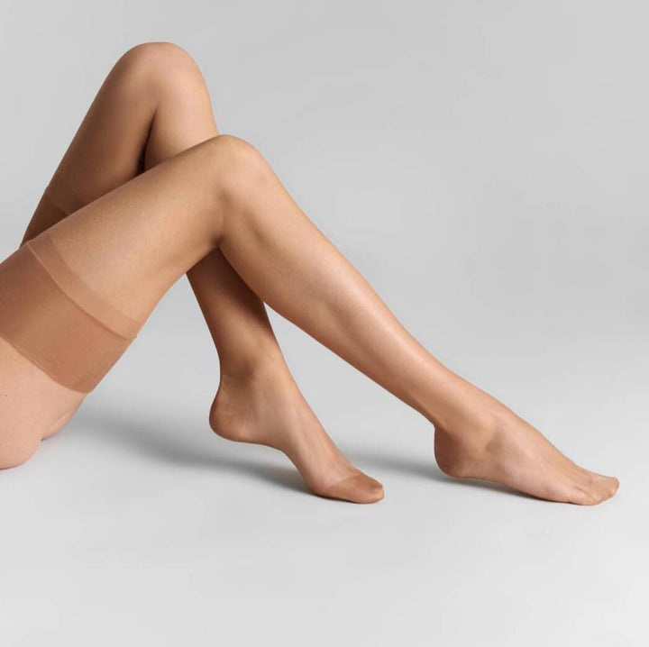 Maison CLose Les Coquetteries Sheer Stockings 563047 in Caramel-Hosiery-Maison Close-Caramel-1-Anna Bella Fine Lingerie, Reveal Your Most Gorgeous Self!