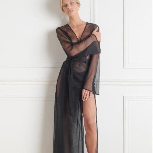 Maison Close Madame Reve Long Kimono 608869-Robes-Maison Close-Black-Small/Medium-Anna Bella Fine Lingerie, Reveal Your Most Gorgeous Self!