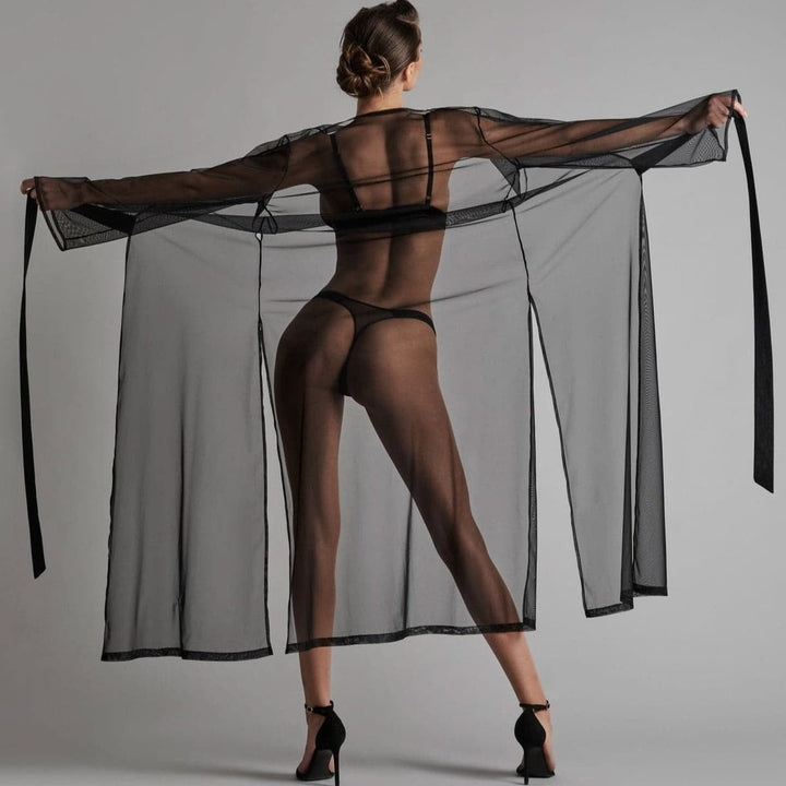 Maison Close Madame Reve Long Kimono 608869-Robes-Maison Close-Black-Small/Medium-Anna Bella Fine Lingerie, Reveal Your Most Gorgeous Self!