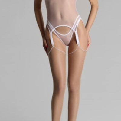 Maison Close Pure Tentation Sheer High Cut Thong 563744-Panties-Maison Close-White-XSmall-Anna Bella Fine Lingerie, Reveal Your Most Gorgeous Self!