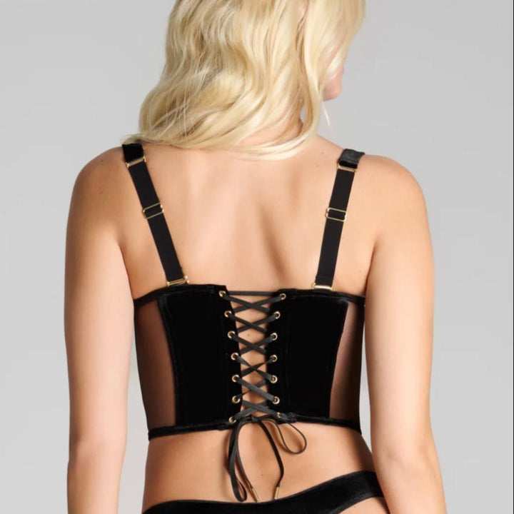 Maison Close Rococo Bustier Bra in Black Velvet 564261-Bras-Maison Close-Black-32-B-Anna Bella Fine Lingerie, Reveal Your Most Gorgeous Self!