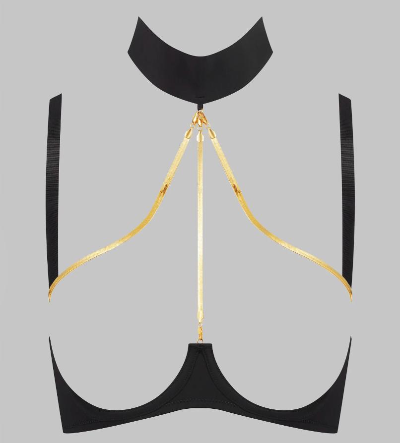 Maison Close Tapage Nocturne Open Bra with Jewelry 564683-Bras-Maison Close-Black-Small-Anna Bella Fine Lingerie, Reveal Your Most Gorgeous Self!