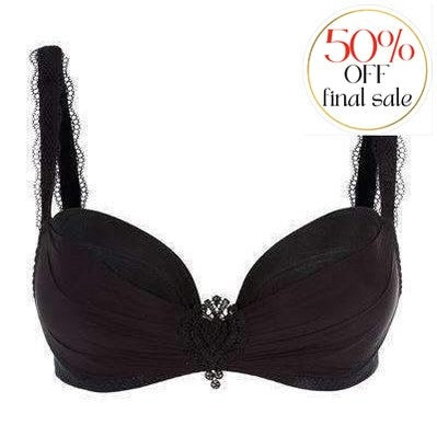 Maison Lejaby Attrape Coeur 3 Part Padded Balconnette Bra G61432-Bras-Maison Lejaby-Black-30-E-Anna Bella Fine Lingerie, Reveal Your Most Gorgeous Self!
