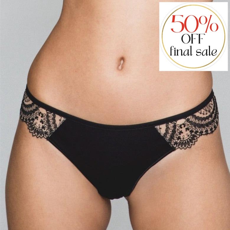 Maison Lejaby Tatoo Tanga 18062-Panties-Maison Lejaby-Black-XSmall-Anna Bella Fine Lingerie, Reveal Your Most Gorgeous Self!
