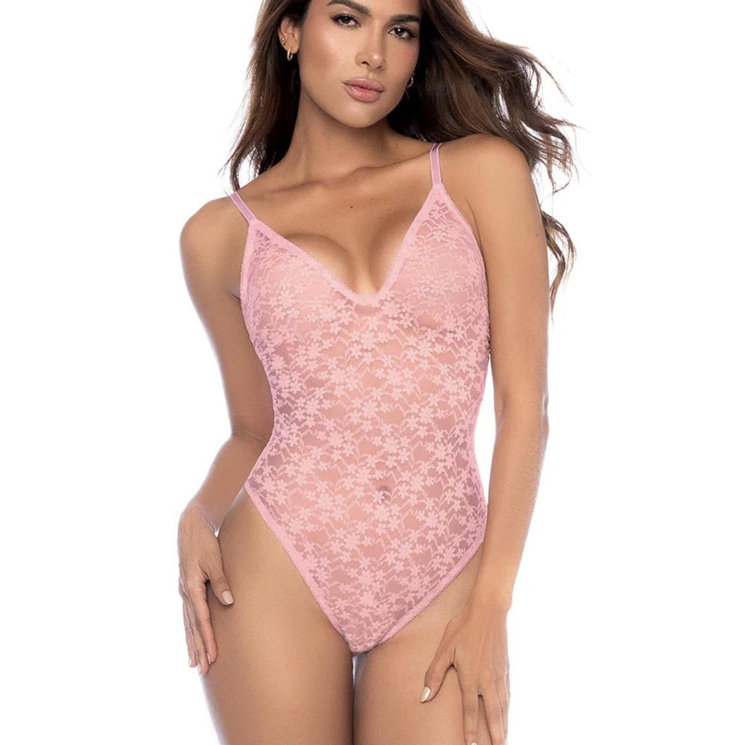 Mapale Lace Bodysuit in Light Pink 8916-Bodysuit-Mapale&