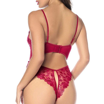 Mapale Rebecca Lace Teddy 8963-Bodysuit-Mapale'-Red-Small-Anna Bella Fine Lingerie, Reveal Your Most Gorgeous Self!