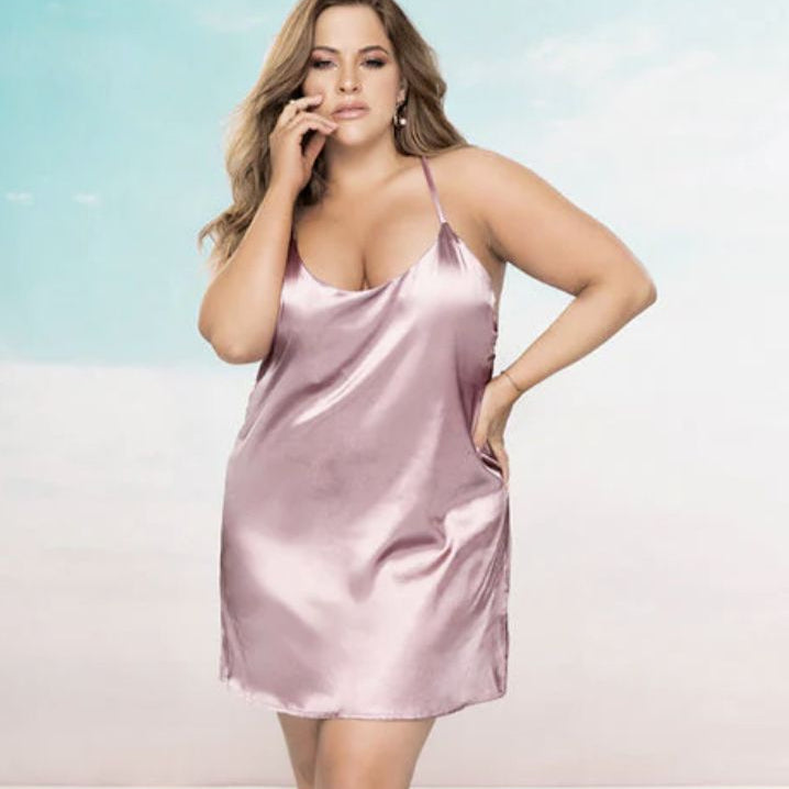 Mapale Satin Babydoll 7422 in Rosewood-Seduction-Mapale'-Rosewood-1XLarge/2XLarge-Anna Bella Fine Lingerie, Reveal Your Most Gorgeous Self!