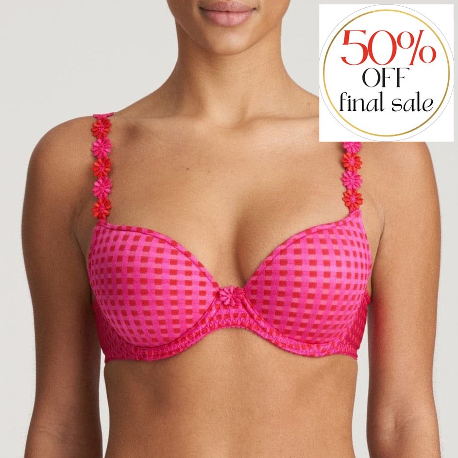 Marie Jo Avero Padded Plunge Bra in Electric Pink 0100418-Anna Bella Fine Lingerie-Electric Pink-34-D