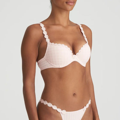 Marie Jo Avero Push-Up Bra in Pearly Pink 0200417-Anna Bella Fine Lingerie-Are your dreams filled with thoughts of fabulous cleavage? If so, this push-up bra is the perfect fit for you. With padded cups and a plunging neckline adorned with floral embroidery, it's elegant beyond belief. Plus, Pearly Pink is the ultimate must-have color - light, subtle, and oh-so essential.