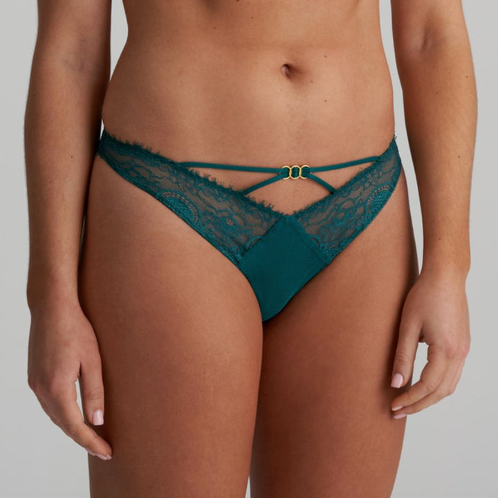 Marie Jo Junoo Thong in Jasper Green 0602710-Panties-Marie Jo-Jasper Green-XSmall-Anna Bella Fine Lingerie, Reveal Your Most Gorgeous Self!