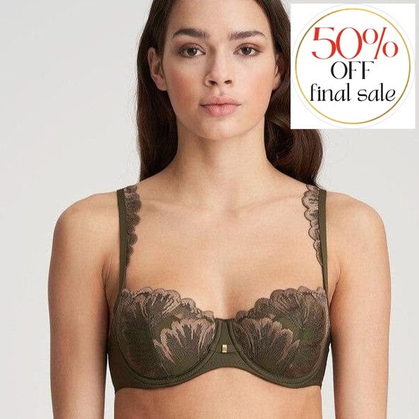 Marie Jo Phoebe Balcony Bra 0102455-Bras-Marie Jo-Olive Green-32-B-Anna Bella Fine Lingerie, Reveal Your Most Gorgeous Self!