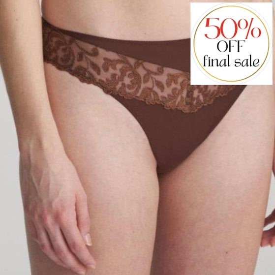 Marie Jo Serena Thong in Chestnut 0602550-Panties-Marie Jo-Chestnut-XSmall-Anna Bella Fine Lingerie, Reveal Your Most Gorgeous Self!