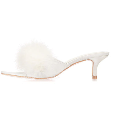 MeMoi Mona Marabou Slippers in White LOV8500-Anna Bella Fine Lingerie-White-Small-