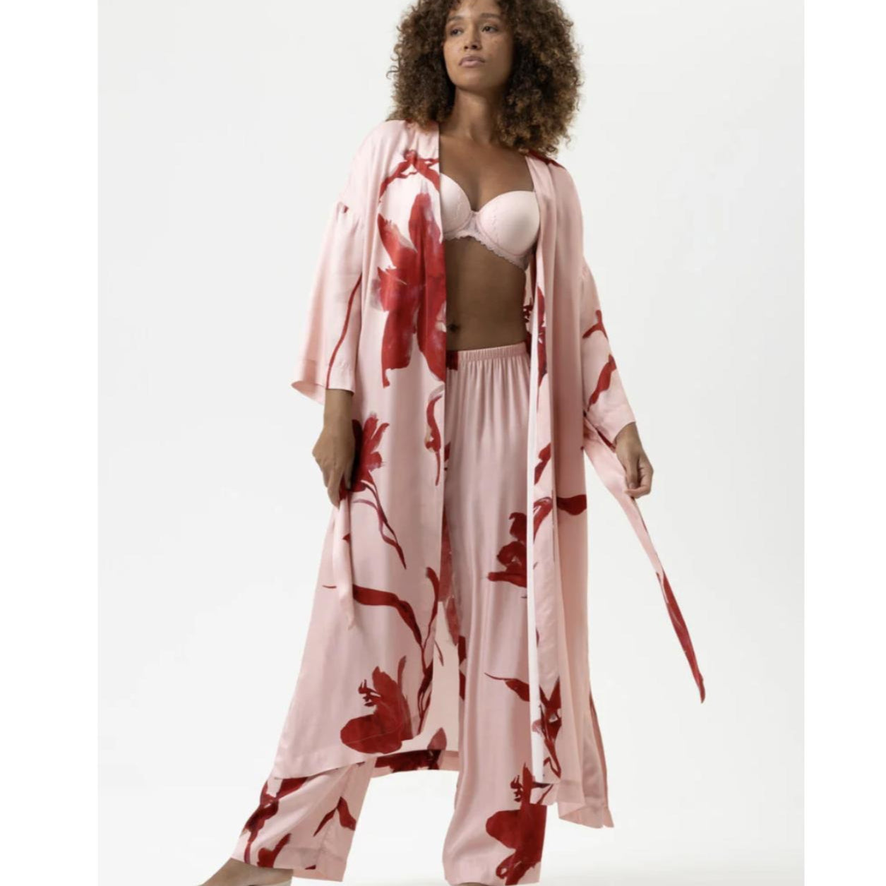 Mey Iced Winter Floral Kimono 1230083 in Bonbon Pink-Anna Bella Fine Lingerie-Bonbon Pink-Small-