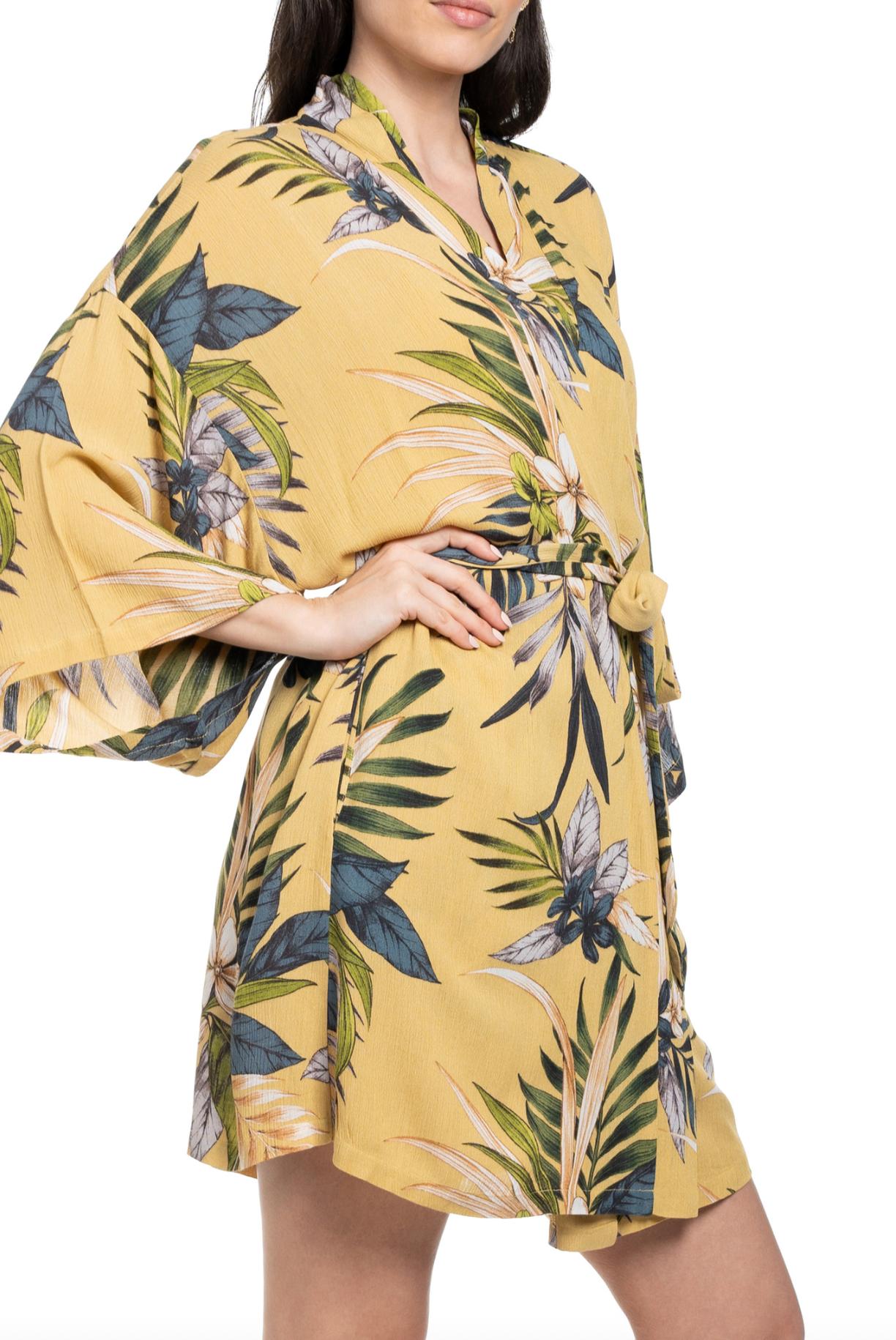 Midnight Bakery Aloha Print Wrapper AHA130-Anna Bella Fine Lingerie-Tropic Belle Yellow-XSmall/Small-