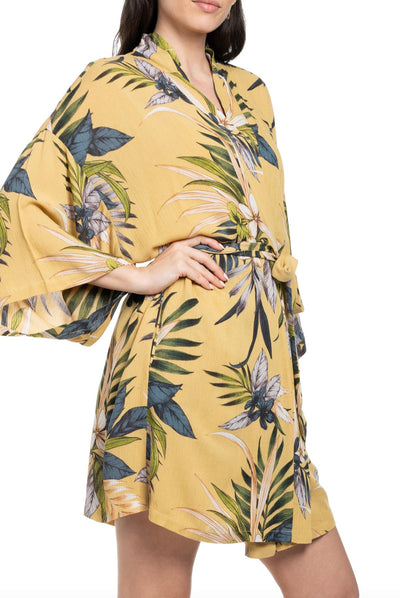 Midnight Bakery Aloha Print Wrapper AHA130-Anna Bella Fine Lingerie-Tropic Belle Yellow-XSmall/Small-