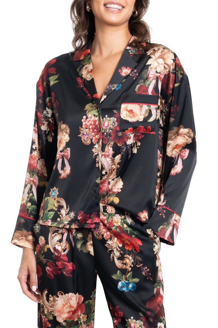 Midnight Bakery Black Floral Pajamas RSW245