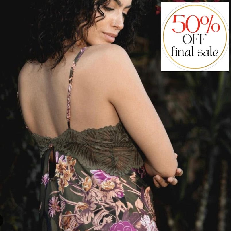 Midnight Bakery Cinder Print Chemise in Pretty in Fall CID110-Loungewear-Midnight Bakery-Pretty in Fall-XSmall-Anna Bella Fine Lingerie, Reveal Your Most Gorgeous Self!