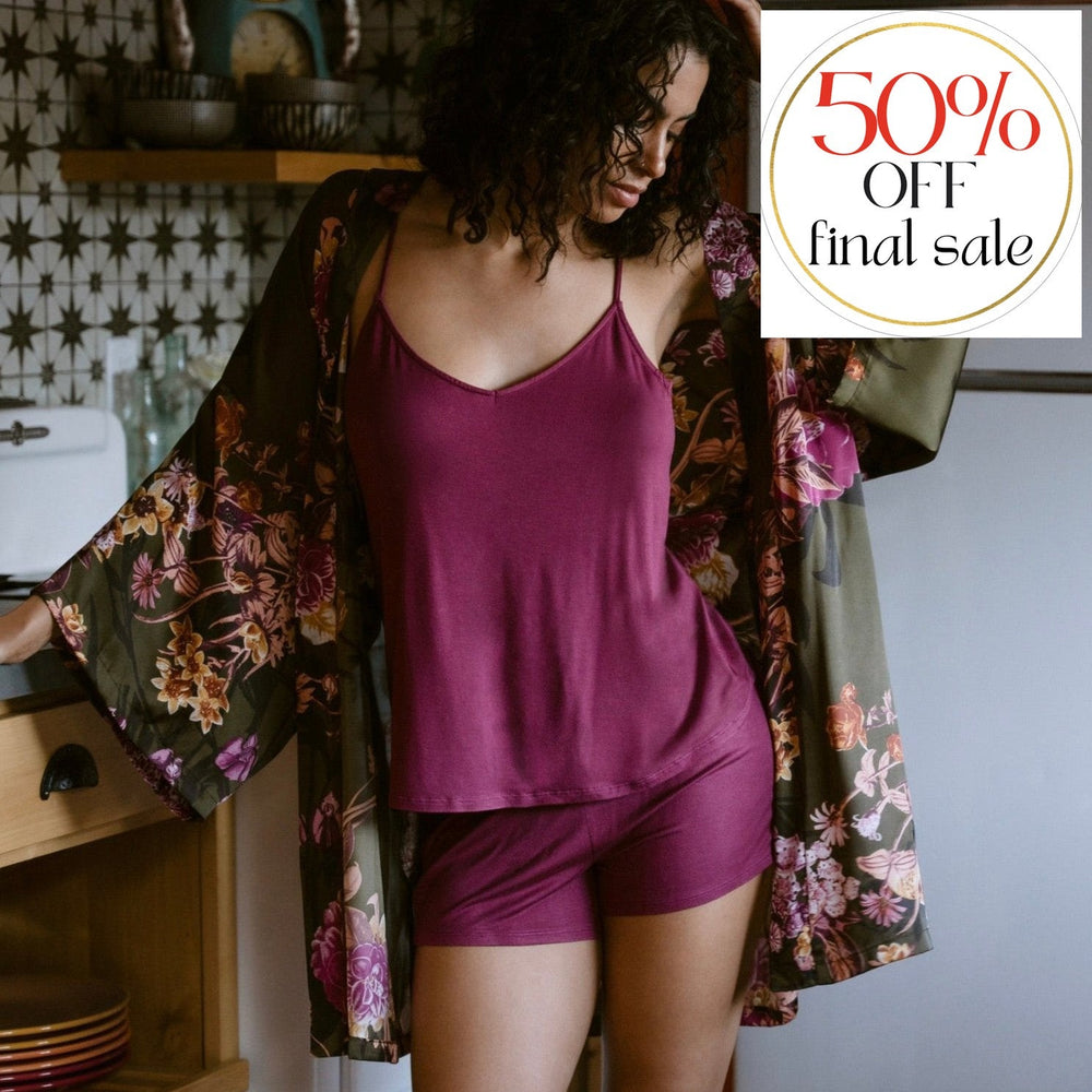 Midnight Bakery Cinder Print Wrap in Pretty in Fall CID130-Robes-Midnight Bakery-Pretty in Fall-XSmall/Small-Anna Bella Fine Lingerie, Reveal Your Most Gorgeous Self!