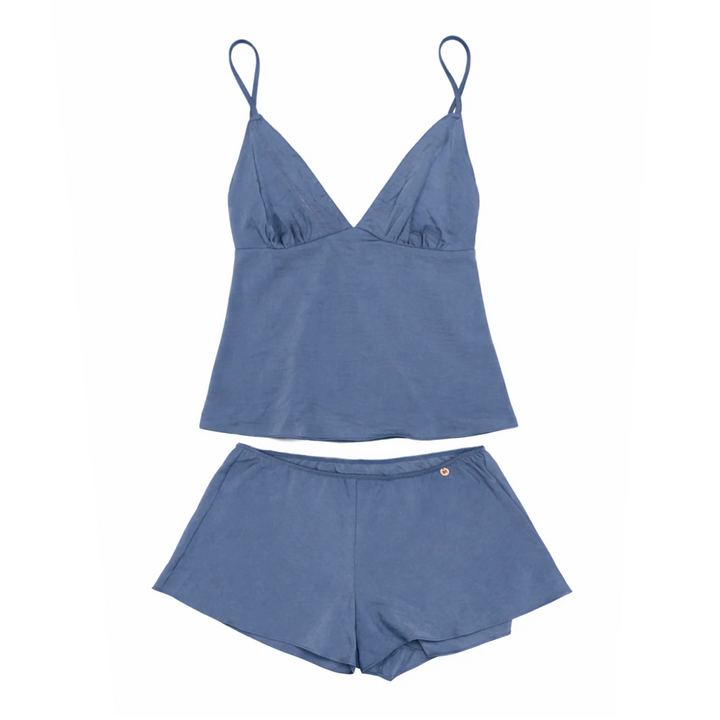 Midnight Bakery Dove Cami Tap Set in Denim DVE040-Sleepwear-Midnight Bakery-Denim-XSmall-Anna Bella Fine Lingerie, Reveal Your Most Gorgeous Self!