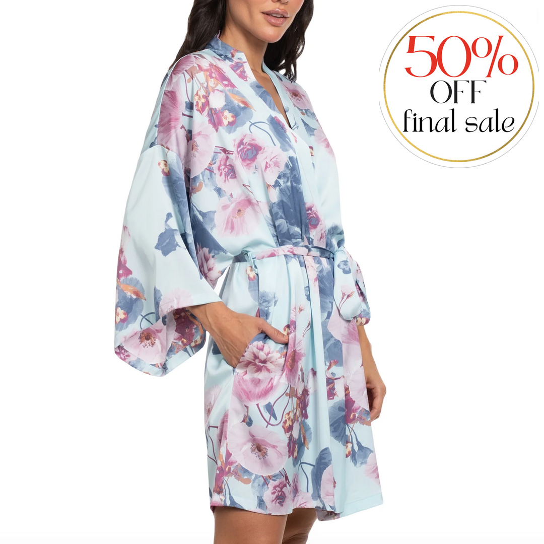 Midnight Bakery Dove Print Wrapper DVE130-Robes-Midnight Bakery-Flowery Secret-XSmall/Small-Anna Bella Fine Lingerie, Reveal Your Most Gorgeous Self!