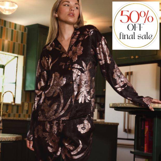 Midnight Bakery Eastly Floral Pajamas in Electric Floral ETY145-Anna Bella Fine Lingerie-Electric Floral-XSmall-