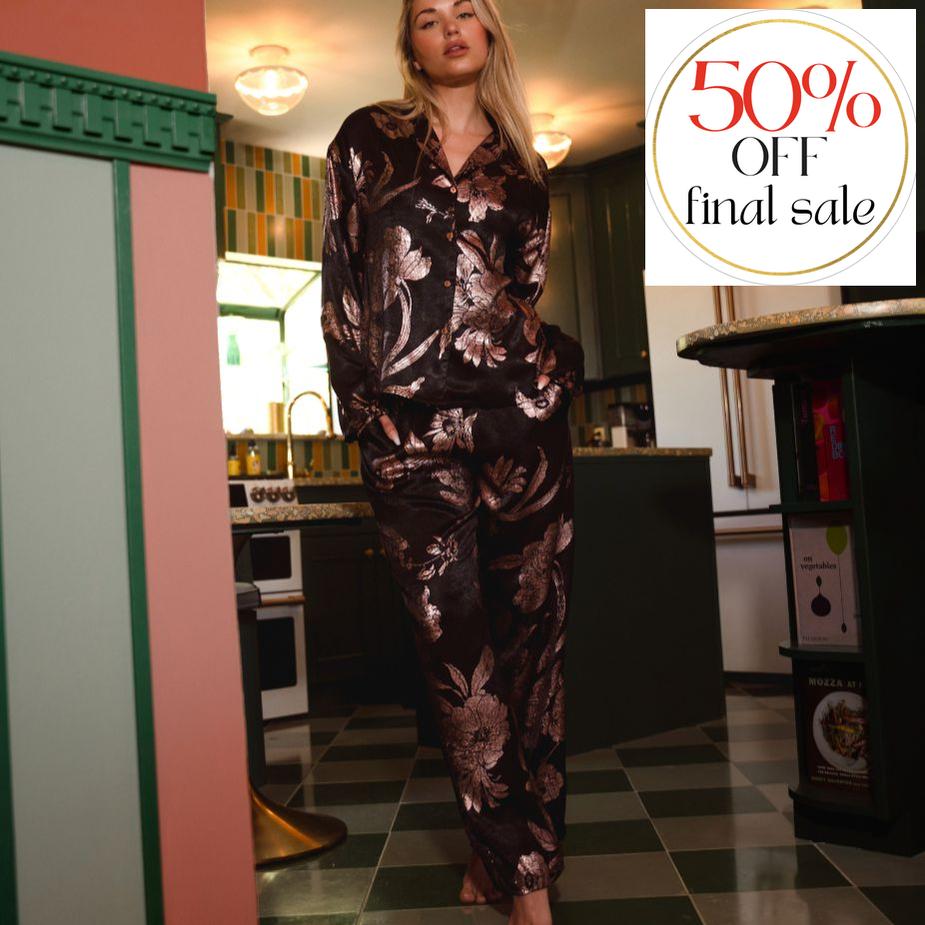 Midnight Bakery Eastly Floral Pajamas in Electric Floral ETY145-Anna Bella Fine Lingerie-Electric Floral-XSmall-