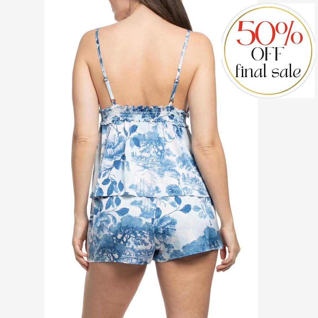 Midnight Bakery Edison Cami Tap Short Set EDS140-Sleepwear-Midnight Bakery-Sail Blue Toile-XSmall-Anna Bella Fine Lingerie, Reveal Your Most Gorgeous Self!