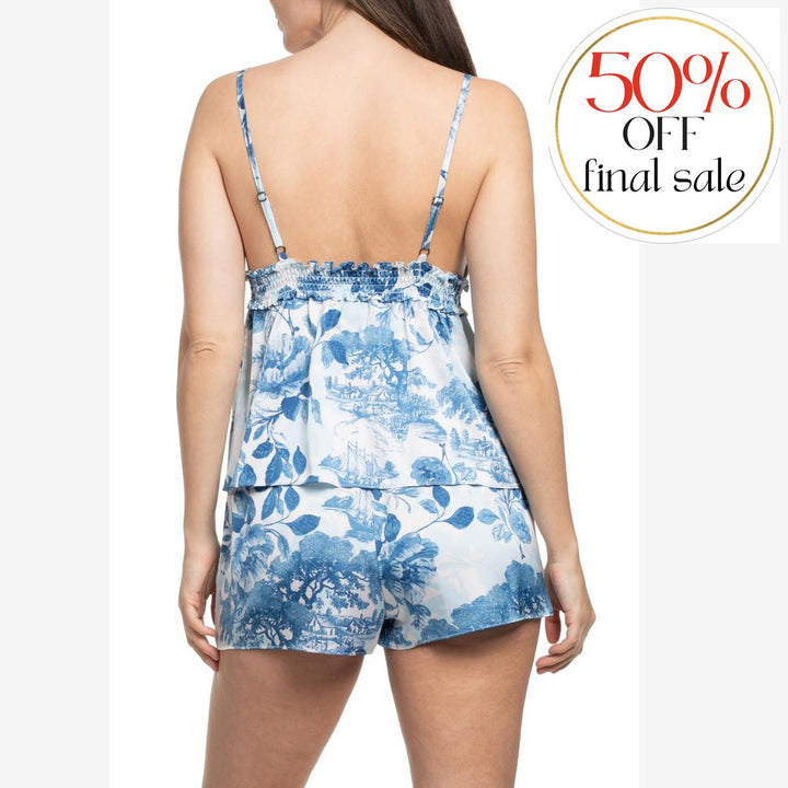 Midnight Bakery Edison Cami Tap Short Set EDS140-Sleepwear-Midnight Bakery-Sail Blue Toile-XSmall-Anna Bella Fine Lingerie, Reveal Your Most Gorgeous Self!