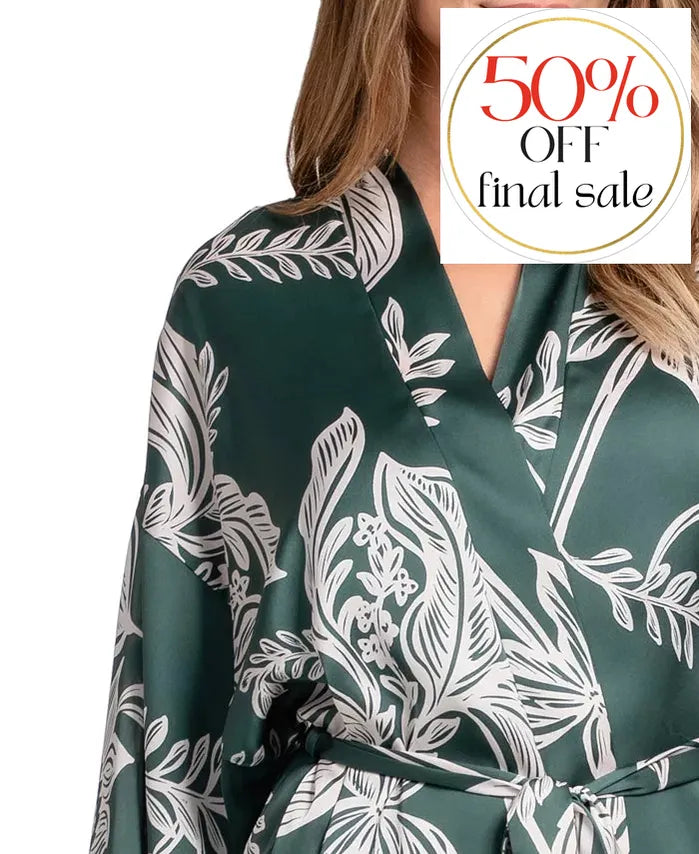 Midnight Bakery Elowyn Print Robe EWY130-Robes-Midnight Bakery-Johanna Mono/Teal-XSmall/Small-Anna Bella Fine Lingerie, Reveal Your Most Gorgeous Self!