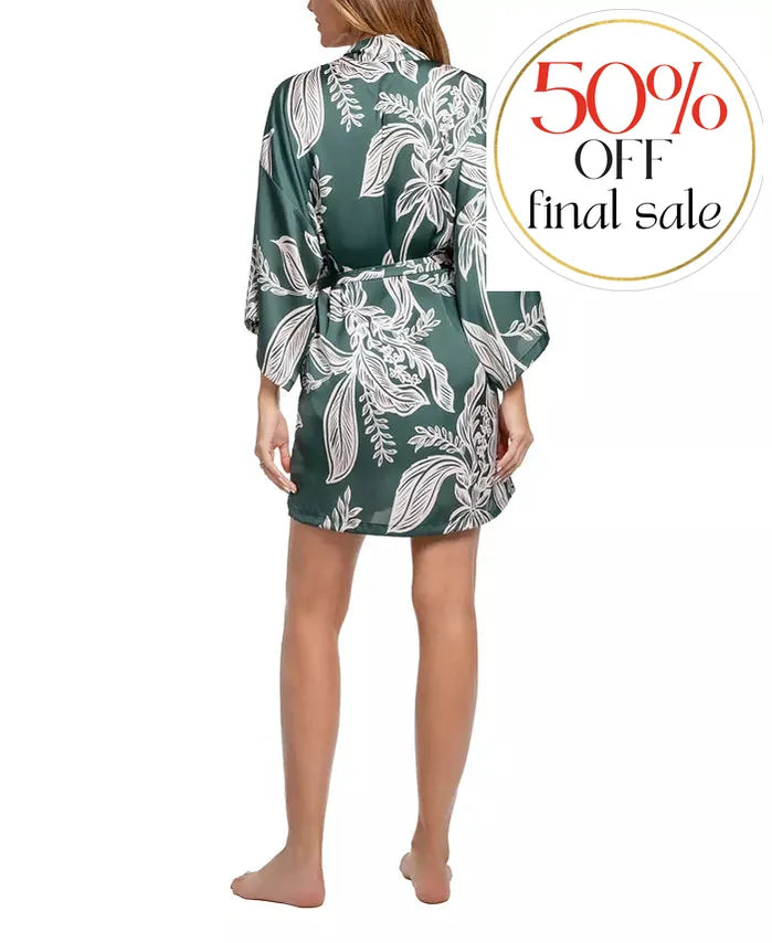 Midnight Bakery Elowyn Print Robe EWY130-Robes-Midnight Bakery-Johanna Mono/Teal-XSmall/Small-Anna Bella Fine Lingerie, Reveal Your Most Gorgeous Self!