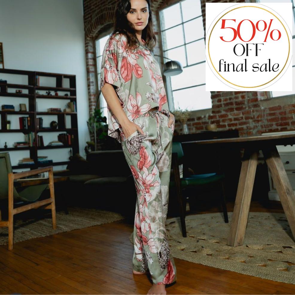 Midnight Bakery Emma PJ Set EAE145 in Ziggy/Loden-Loungewear-Midnight Bakery-Ziggy/Loden-XSmall-Anna Bella Fine Lingerie, Reveal Your Most Gorgeous Self!