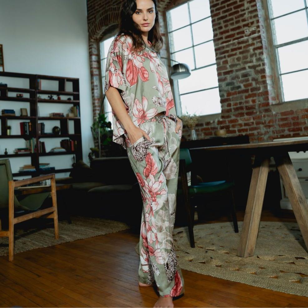 Midnight Bakery Emma PJ Set EAE145 in Ziggy/Loden-Loungewear-Midnight Bakery-Ziggy/Loden-XSmall-Anna Bella Fine Lingerie, Reveal Your Most Gorgeous Self!