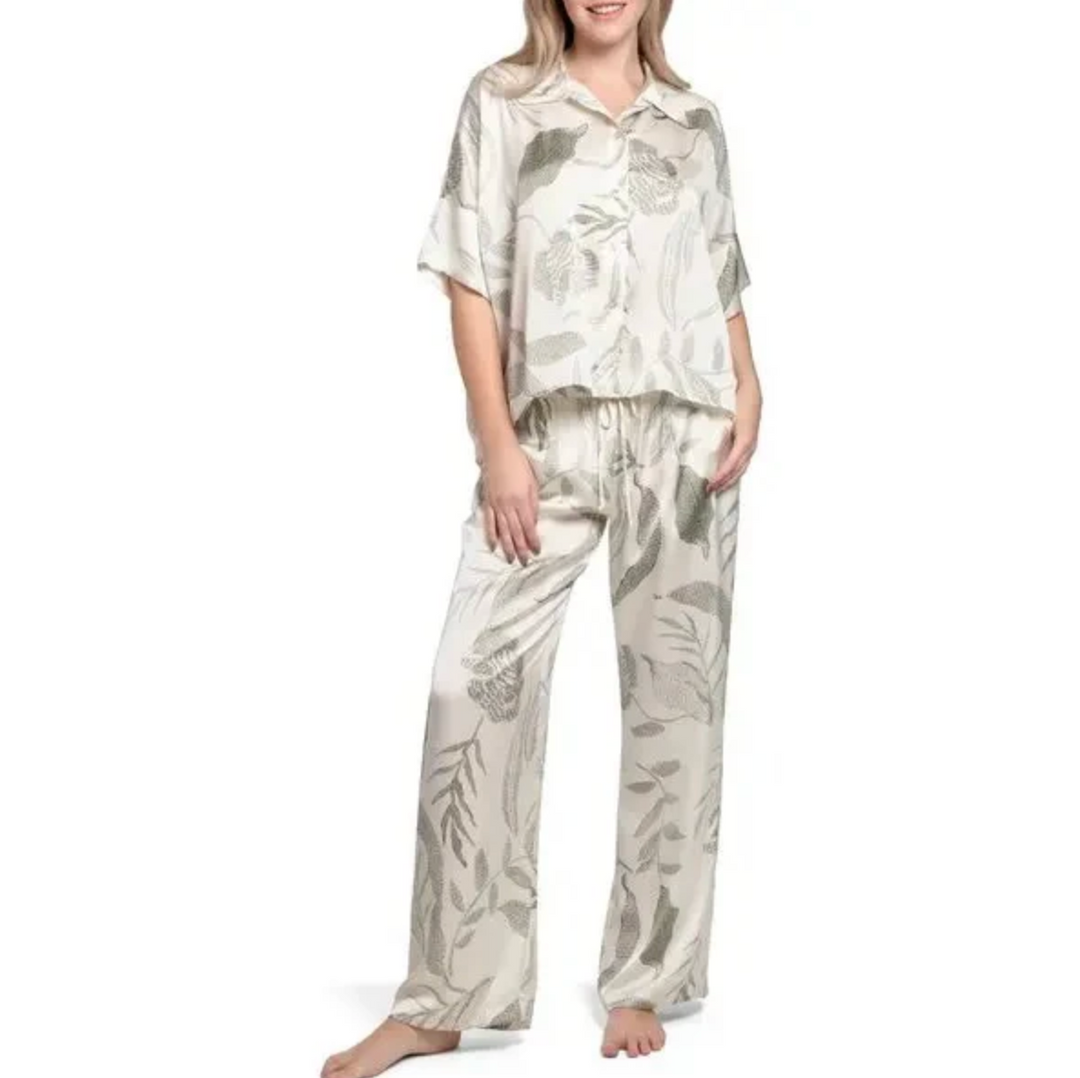 Midnight Bakery Emma PJ Set EAE345 in Seagrass /Cream-Sleepwear-Midnight Bakery-Seagrass/Loden-XSmall-Anna Bella Fine Lingerie, Reveal Your Most Gorgeous Self!