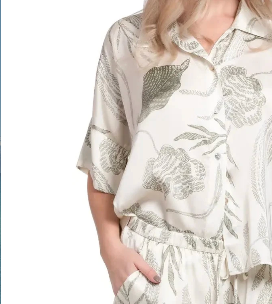 Midnight Bakery Emma PJ Set EAE345 in Seagrass /Cream-Sleepwear-Midnight Bakery-Seagrass/Loden-XSmall-Anna Bella Fine Lingerie, Reveal Your Most Gorgeous Self!