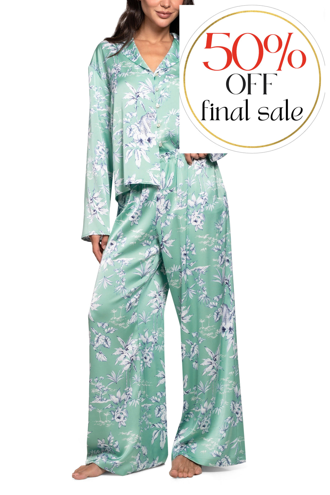 Midnight Bakery Georgia Pajama Set in Rainforest GEG245-Sleepwear-Midnight Bakery-Rainforest-XSmall-Anna Bella Fine Lingerie, Reveal Your Most Gorgeous Self!
