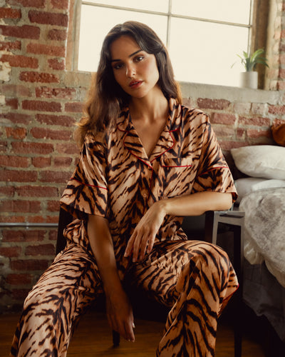 Midnight Bakery Indah Bengal Tiger PJ Pant Set IDH345-Anna Bella Fine Lingerie-Taupe-XSmall-