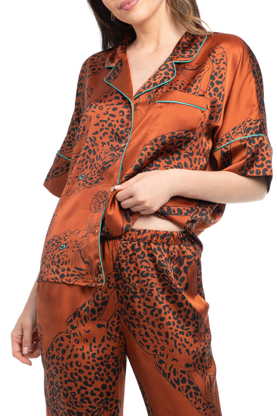 Midnight Bakery Indah Green Eyed Cat PJ Pant Set IDH145-Anna Bella Fine Lingerie-Rust-XSmall-