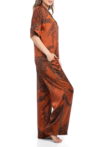 Midnight Bakery Indah Green Eyed Cat PJ Pant Set IDH145-Anna Bella Fine Lingerie-Rust-XSmall-