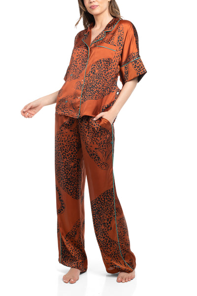 Midnight Bakery Indah Green Eyed Cat PJ Pant Set IDH145-Anna Bella Fine Lingerie-Rust-XSmall-