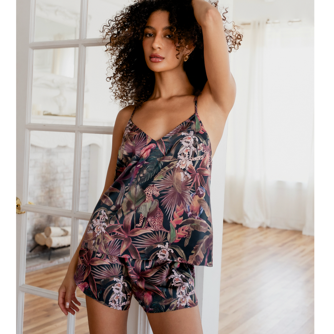 Midnight Bakery Isolde Print Cami Tap Set ISD140 in Sleepless Jungle-Sleepwear-Midnight Bakery-Sleepless Jungle-Small-Anna Bella Fine Lingerie, Reveal Your Most Gorgeous Self!