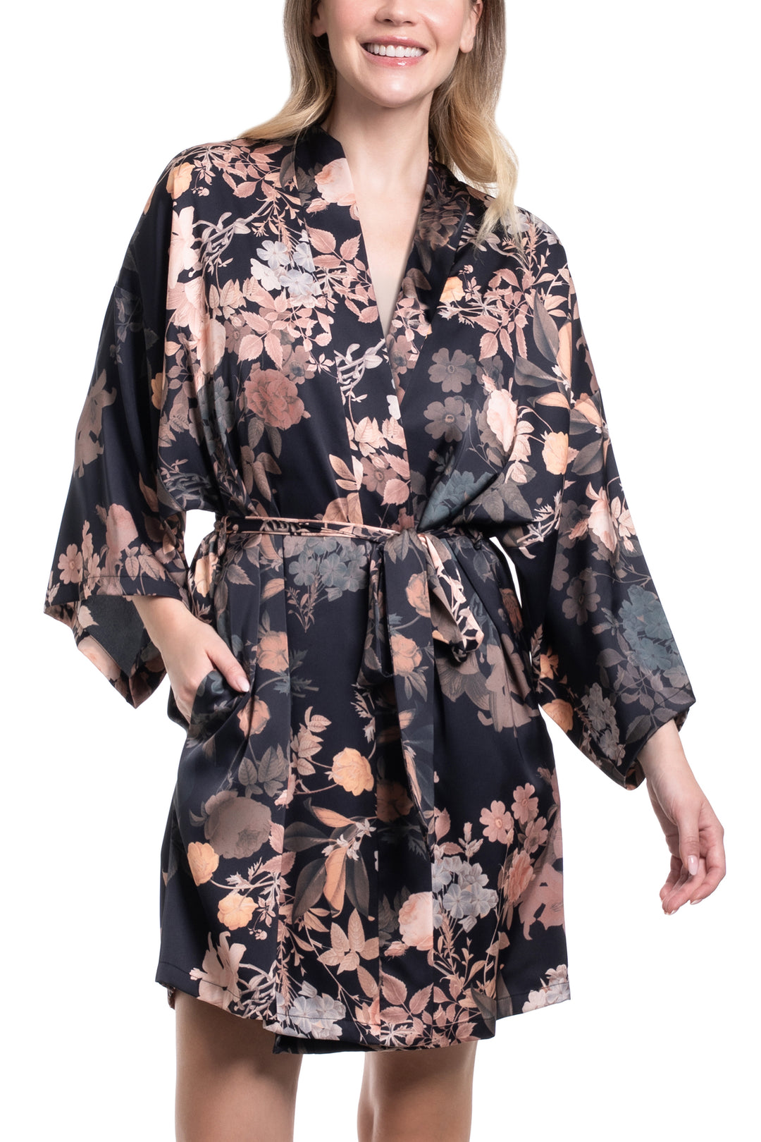 Midnight Bakery Saoirse Wrap in Blackness Bouquet SQE130-Robes-Midnight Bakery-Blackness Bouquet-XSmall/Small-Anna Bella Fine Lingerie, Reveal Your Most Gorgeous Self!