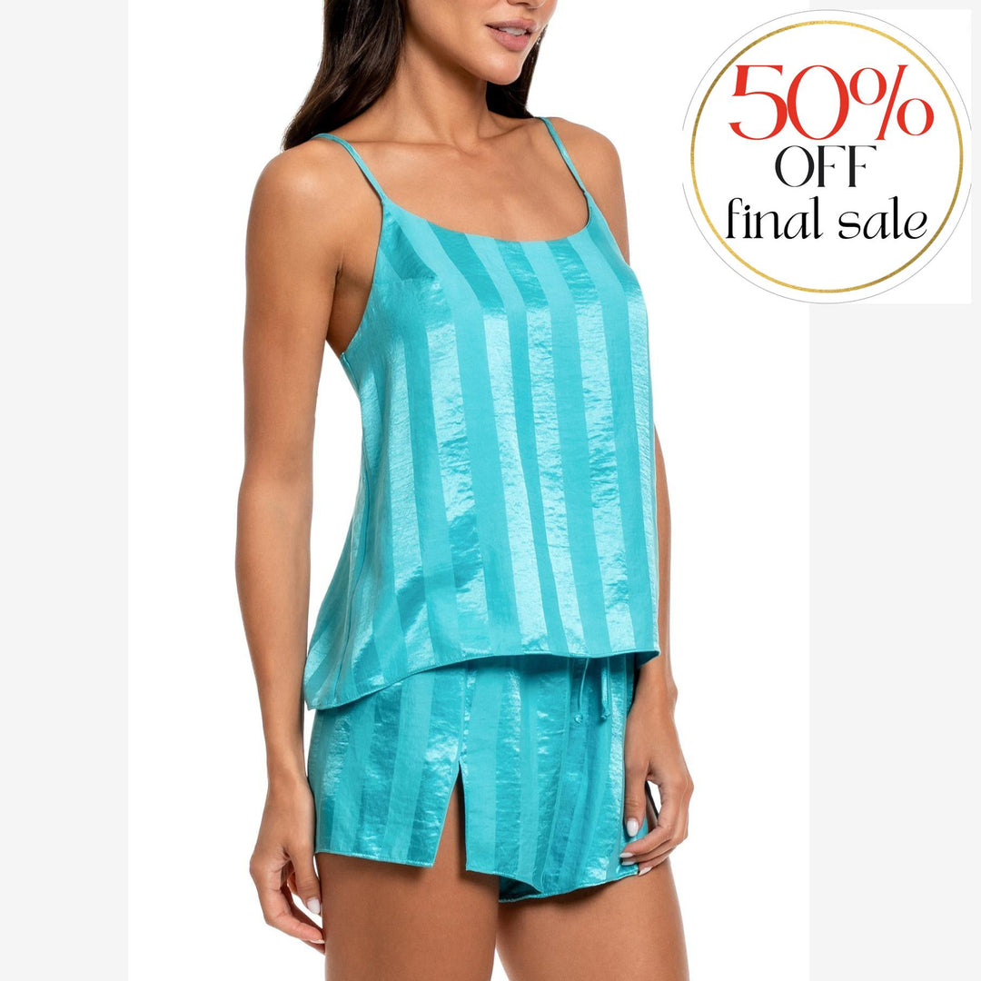 Midnight Bakery Surf Short Set SFR042 in Teal-Sleepwear-Midnight Bakery-Teal-Small-Anna Bella Fine Lingerie, Reveal Your Most Gorgeous Self!