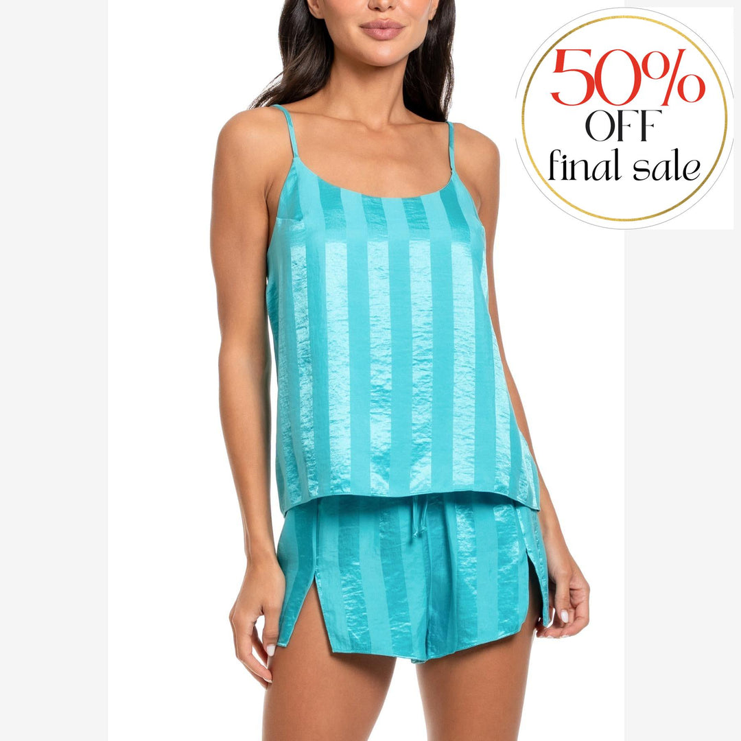 Midnight Bakery Surf Short Set SFR042 in Teal-Sleepwear-Midnight Bakery-Teal-Small-Anna Bella Fine Lingerie, Reveal Your Most Gorgeous Self!